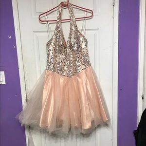 champagne short prom dress